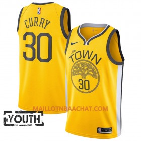 Maillot NBA Golden State Warriors Stephen Curry 30 2018-19 Nike Jaune Swingman - Enfant